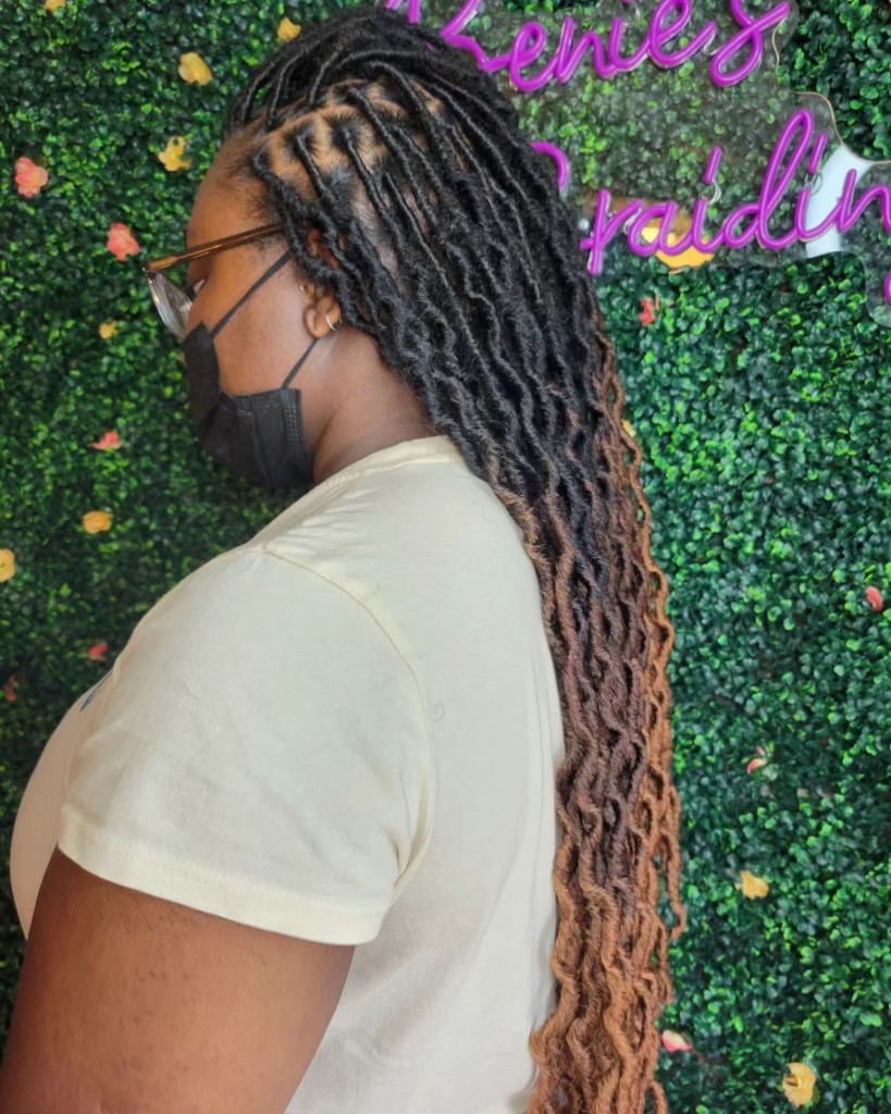 Soft locs / faux locs with wavy ombré